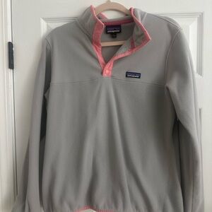 Patagonia Light Gray Fleece with Pink Trim